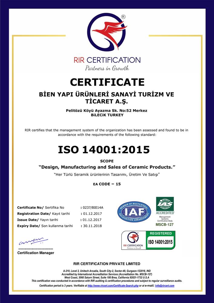BİLECİK ISO 14001:2015 ÇEVRE YÖNETİM SİSTEMİ (ENG)
