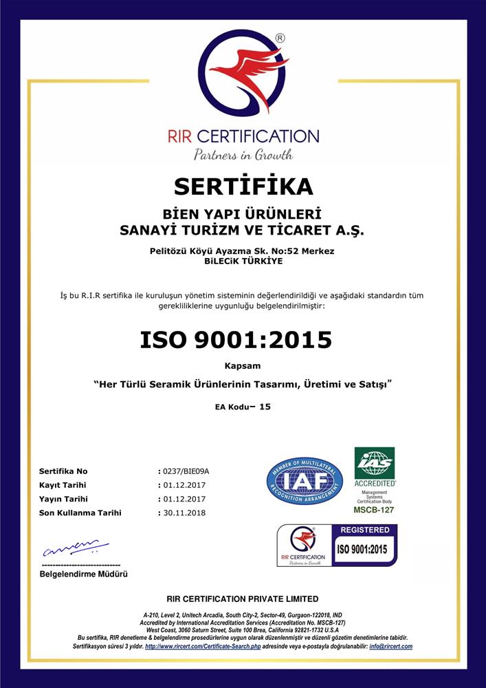BİLECİK ISO 9001:2015 QUALITY MANAGEMENT SYSTEM (TR)
