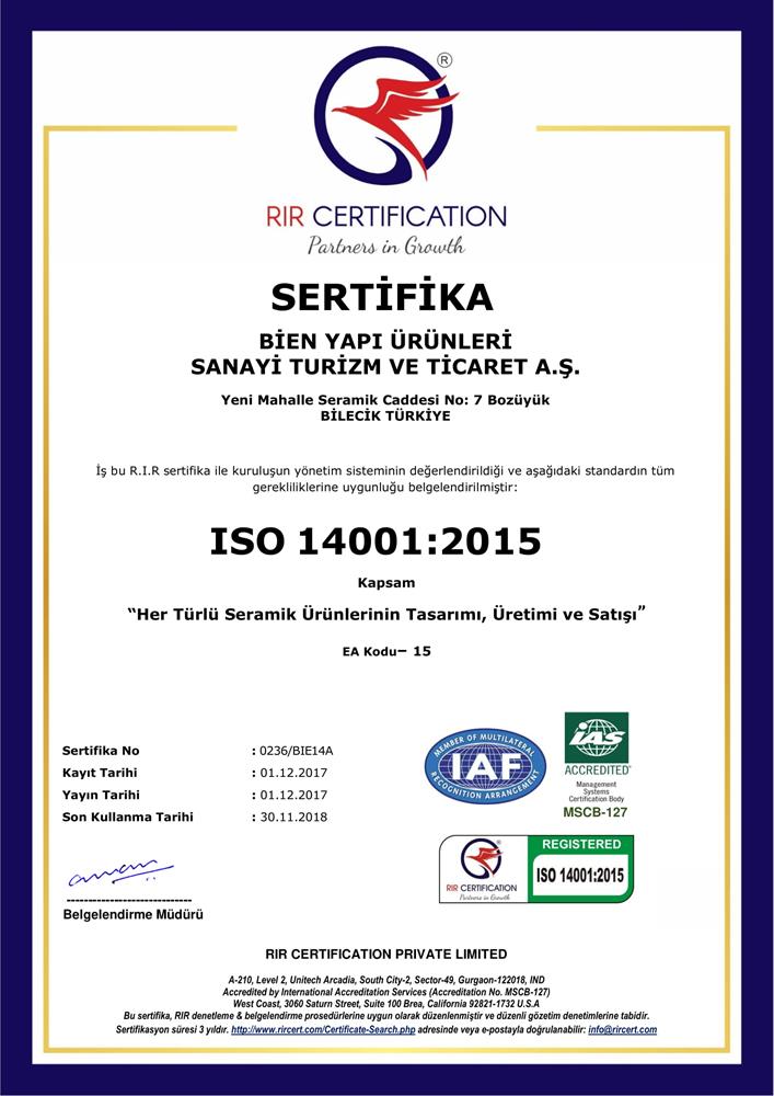 BOZÜYÜK ISO 14001:2015 ENVIROMENTAL MANAGEMENT SYSTEM (TR)
